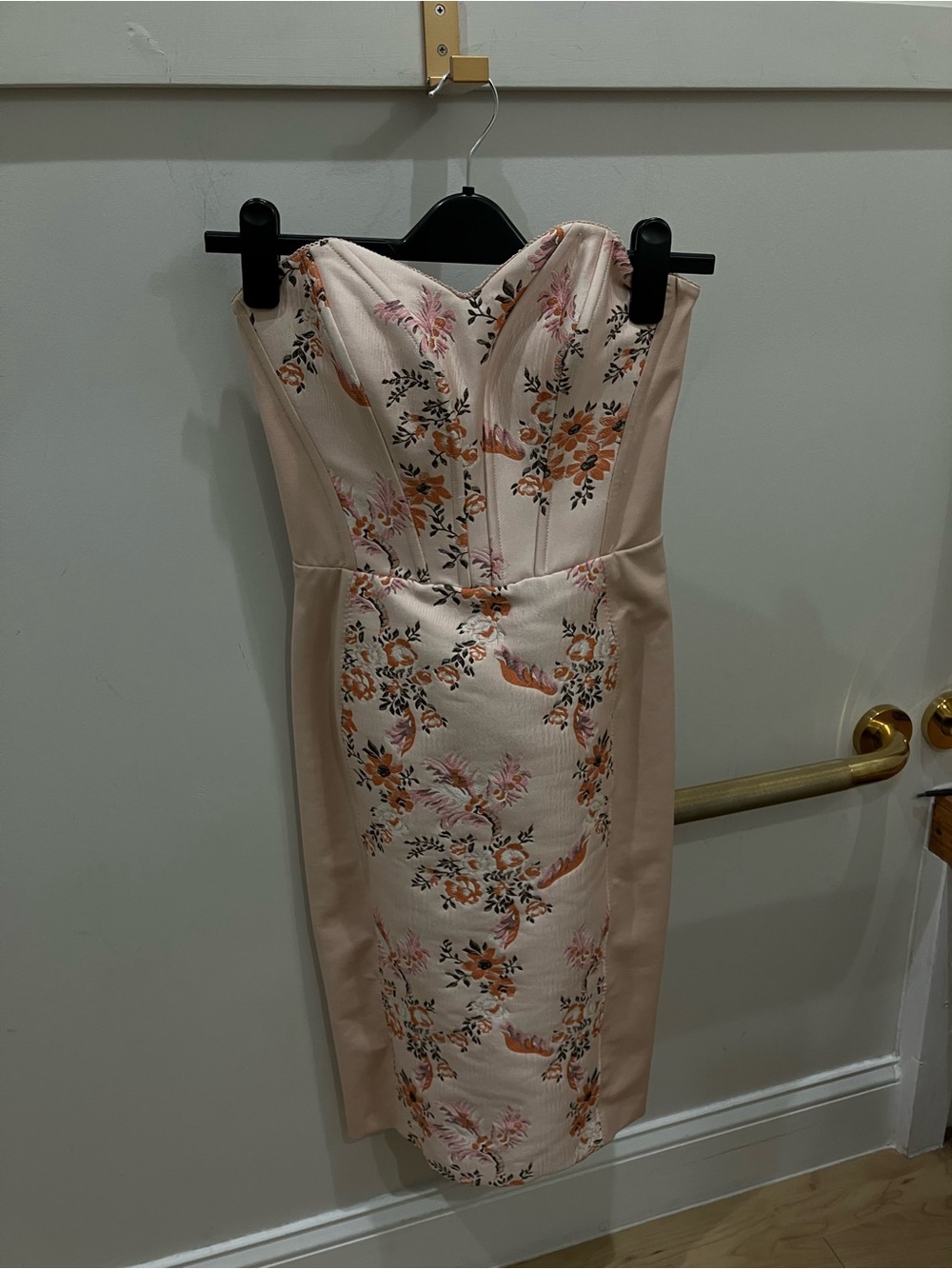 Stella McCartney Blush Floral Strapless Sheath Dress